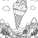 Ice Cream Rocket Adventure Coloring Page
