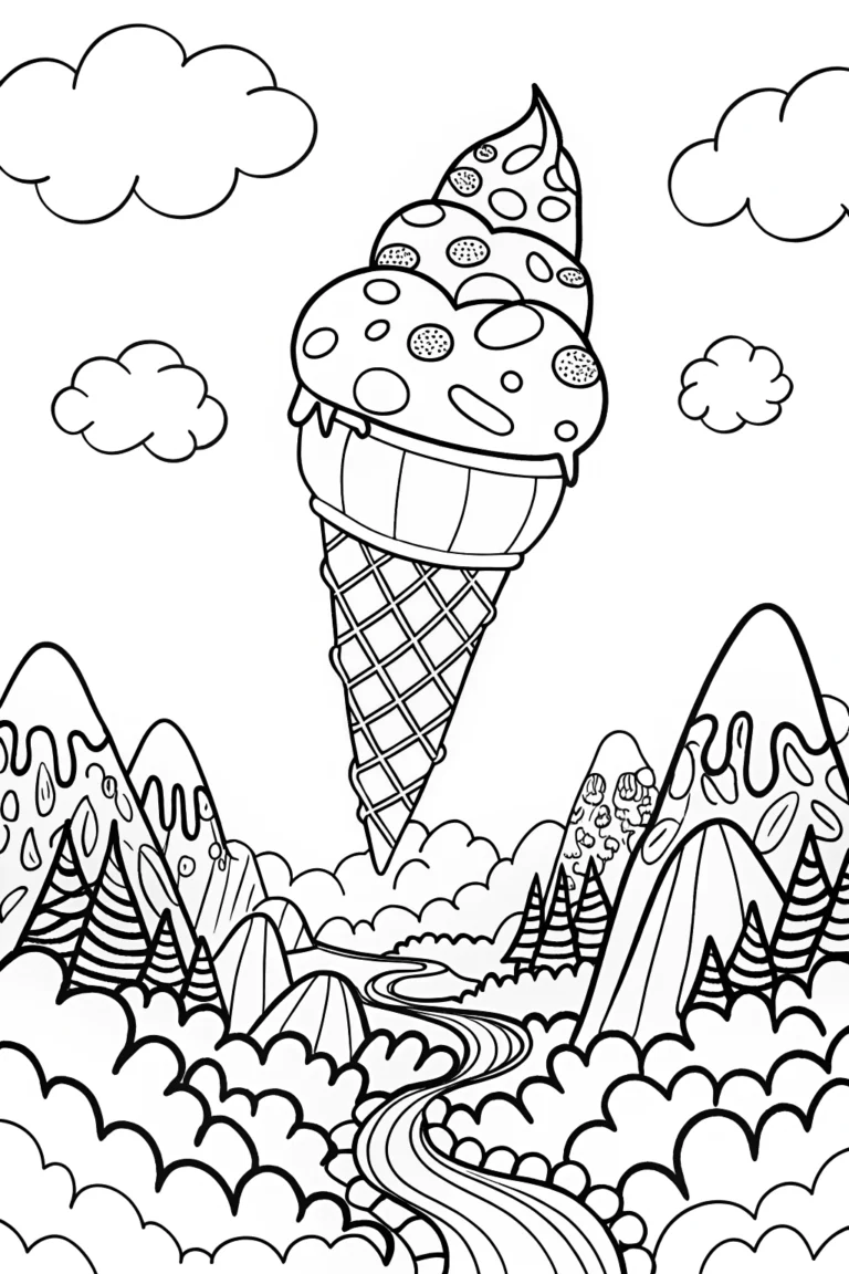 Ice Cream Rocket Adventure Coloring Page coloring pages