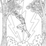 Ninja in a Thunderstorm Coloring Page