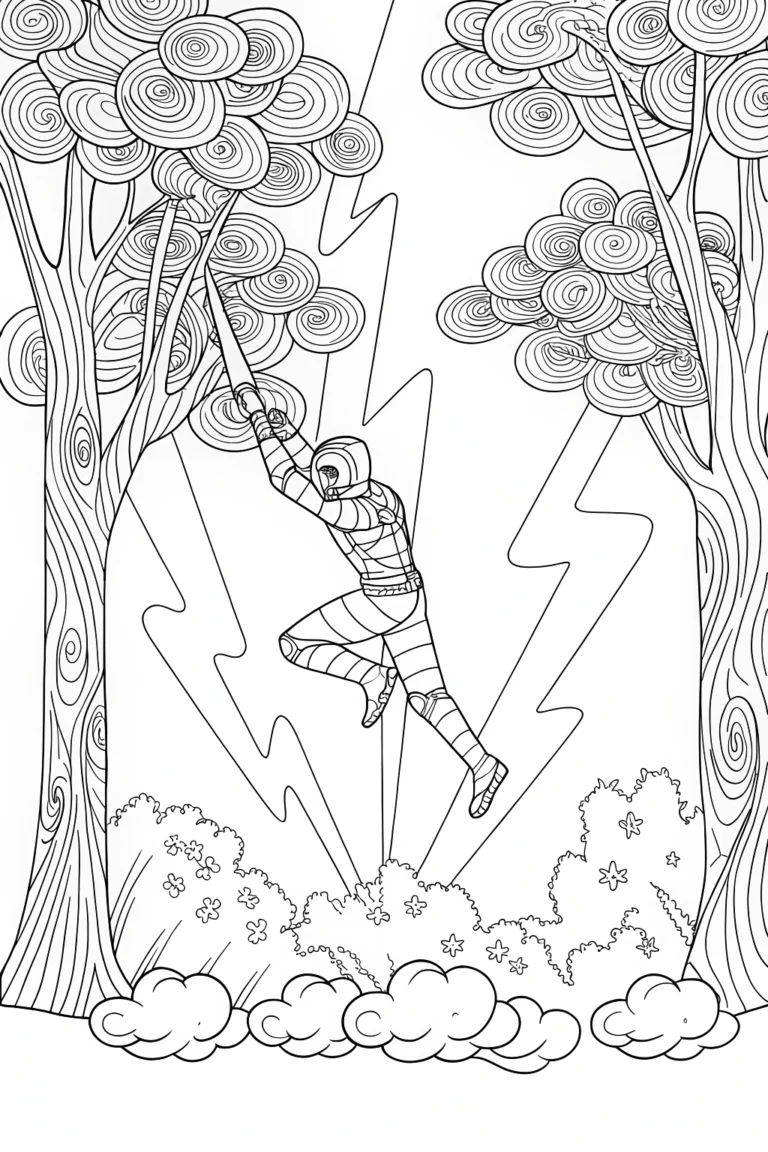Ninja in a Thunderstorm Coloring Page coloring pages