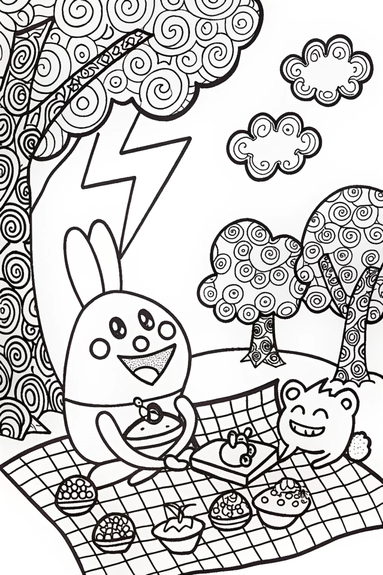 Lightning Bolt Picnic Adventure Coloring Page coloring pages