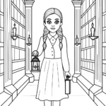 Wednesday Addams Navigating a Haunted Library Maze