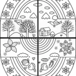 Rainbow Adventure Through the Seasons Coloring Page