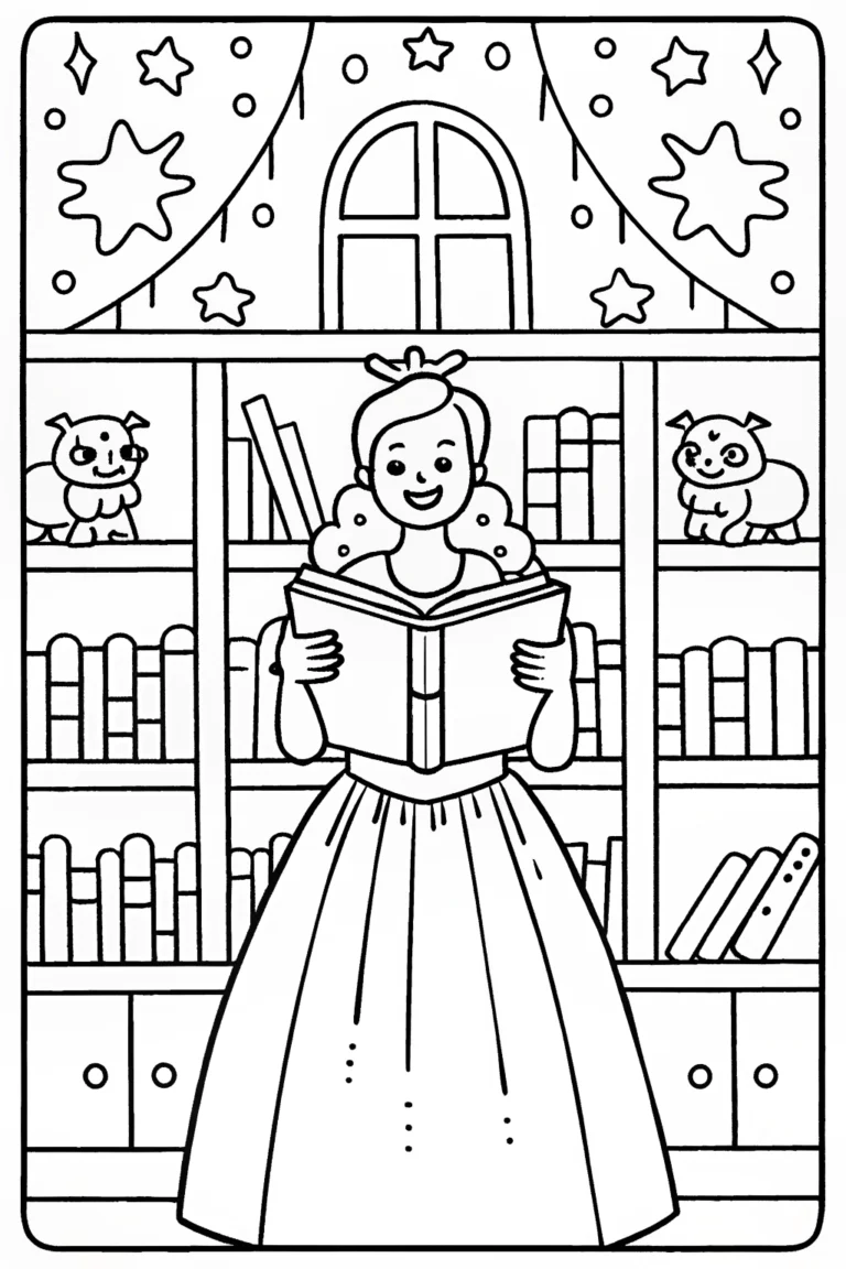 Barbie’s Enchanted Bookshop Adventure Coloring Page coloring pages