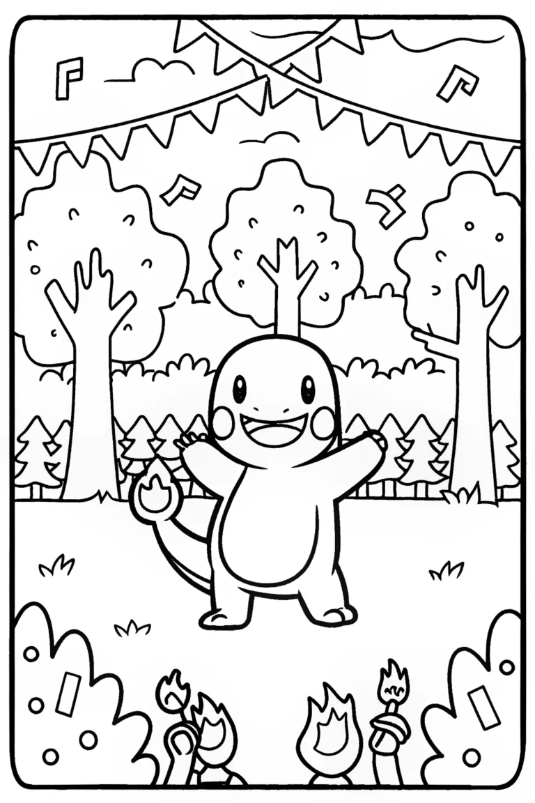 Charmander’s Fire Dance Festival Coloring Page coloring pages