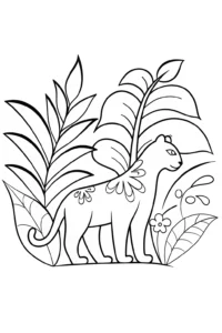 A coloring page of The Guardian of the Enchanted Jungle Coloring Page