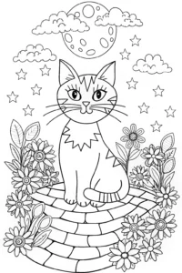 A coloring page of Galactic Garden of Stars Coloring Page