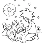 Goku’s Galactic Garden Adventure Coloring Page
