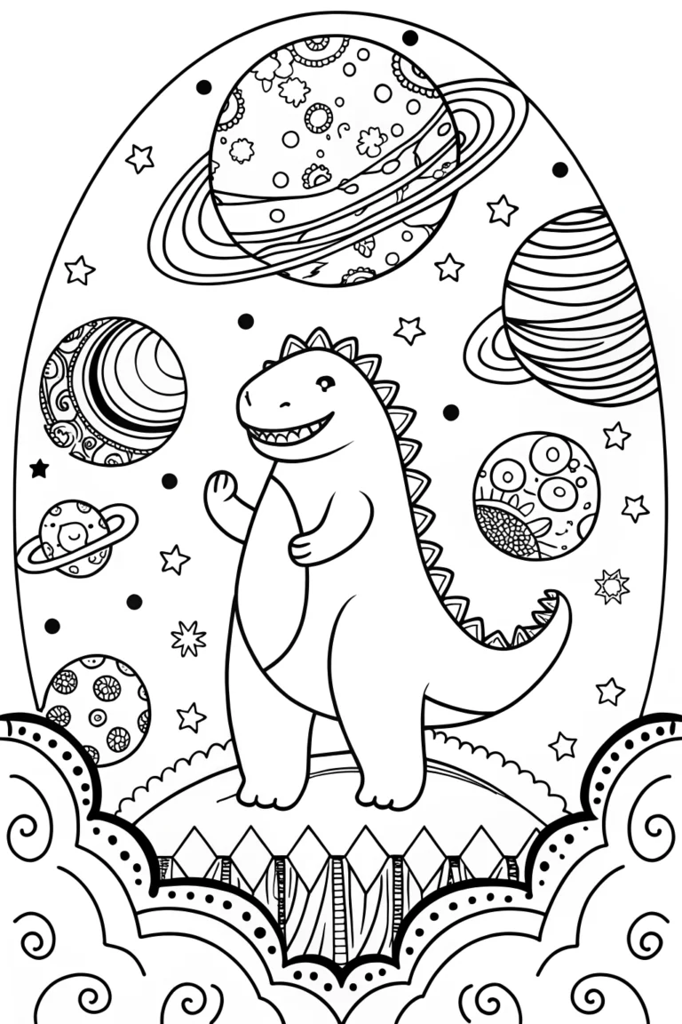 Godzilla’s Solar System Adventure Coloring Page coloring pages