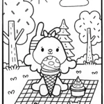 Ice Cream Picnic Adventure Coloring Page