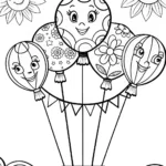 Whimsical Balloon Flower Festival Coloring Page