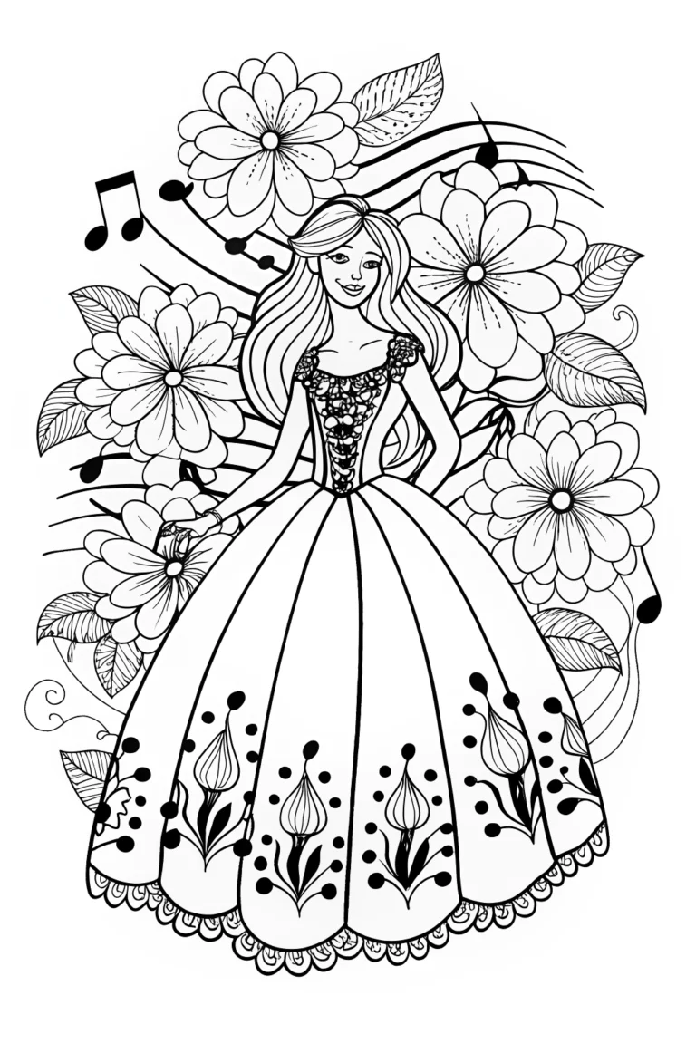 Barbie’s Enchanted Music Box Adventure Coloring Page coloring pages