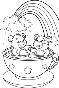 A coloring page of Care Bears’ Bubble Bath Adventure Coloring Page