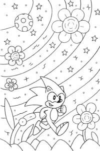 A coloring page of Sonic’s Galactic Garden Adventure Coloring Page