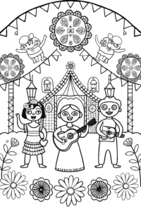 A coloring page of Mirabel’s Magical Music Festival Coloring Page