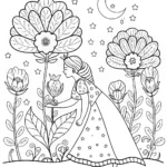 Princess in the Starlit Garden Coloring Page