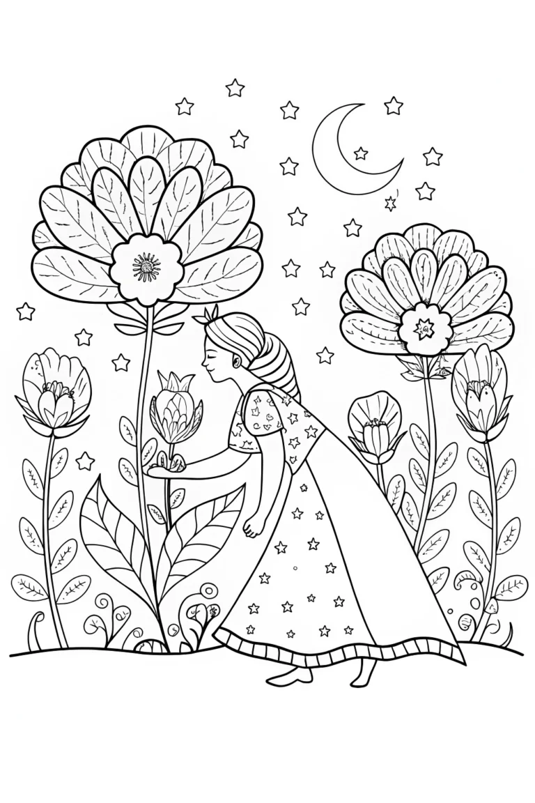 Princess in the Starlit Garden Coloring Page coloring pages