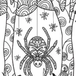 Spider’s Magical Symphony Coloring Page