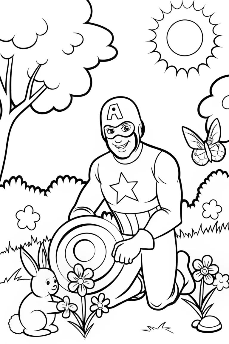 Captain America’s Shield Garden Coloring Page coloring pages