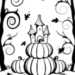 Whimsical Autumn Castle Coloring Page
