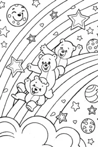 A coloring page of Care Bear Space Adventure Coloring Page