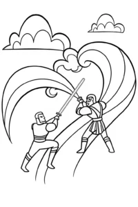 A coloring page of Champion’s Enchanted Duel in the Sky Coloring Page