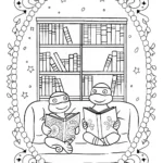 Teenage Mutant Ninja Turtles Cozy Bookstore Coloring Page