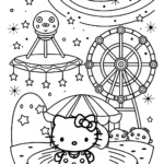 Hello Kitty’s Cosmic Carnival Coloring Page