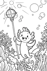 A coloring page of Axolotl’s Magical Lantern Festival Coloring Page