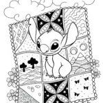 Stitch’s Dreamy Quilt Adventure Coloring Page