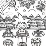 Goku’s Galactic Garden Party Coloring Page