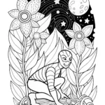 Miles Morales in the Cosmic Garden Coloring Page