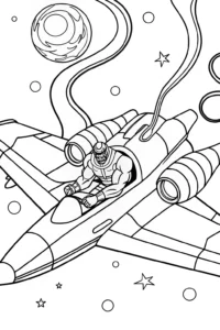 A coloring page of Venom as a Celestial Navigator Piloting a Starship Through Cosmic Tangles