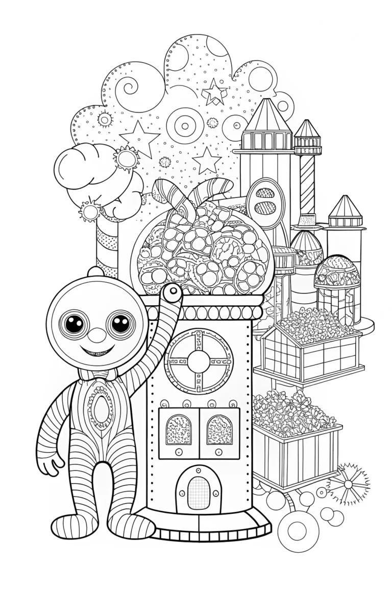 Huggy Wuggy and the Enchanted Factory Adventure coloring pages