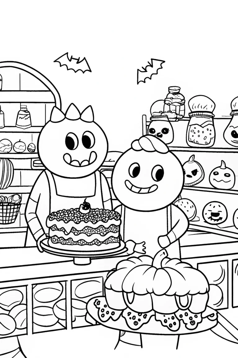 The Haunted Halloween Bakery Coloring Page coloring pages