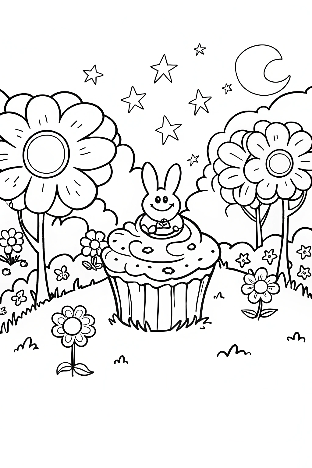 Cupcake Chic’s Magical Garden Adventure Coloring Page