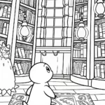 Charmander’s Enchanted Library Adventure Coloring Page