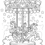 The Dreamy Cloud Carousel Coloring Page