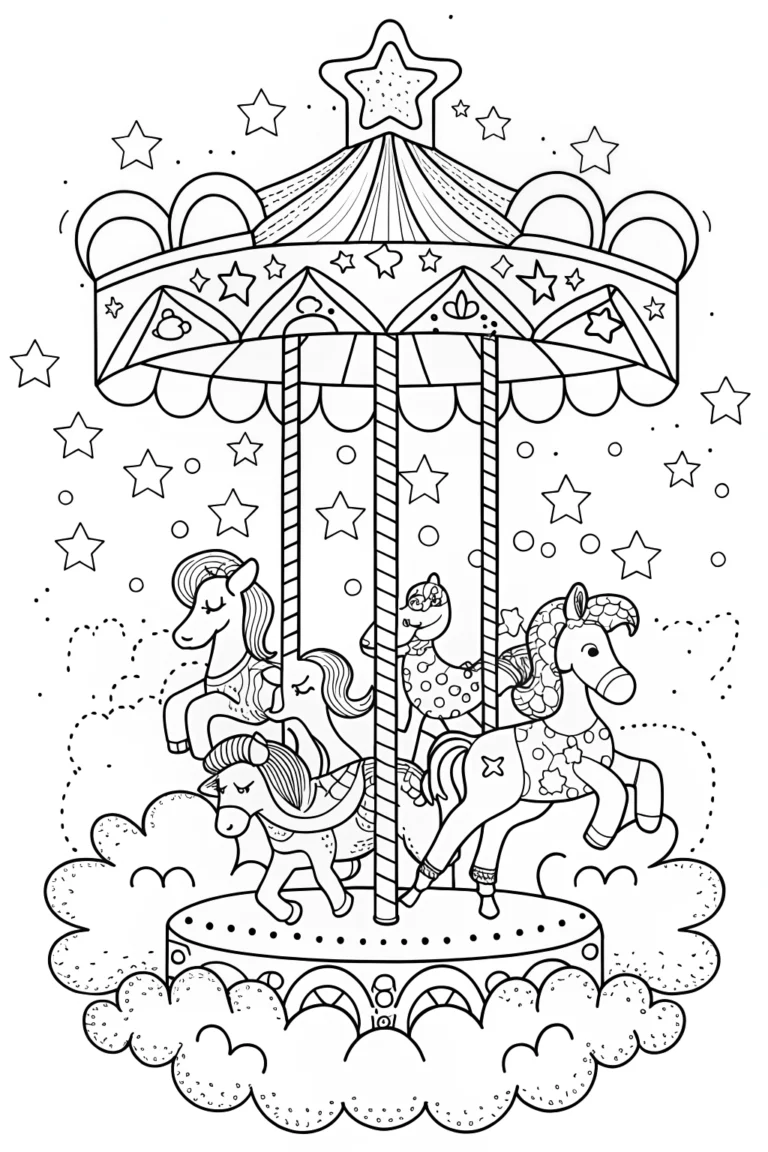 The Dreamy Cloud Carousel Coloring Page coloring pages