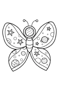 A coloring page of Butterfly Universe Explorer Coloring Page