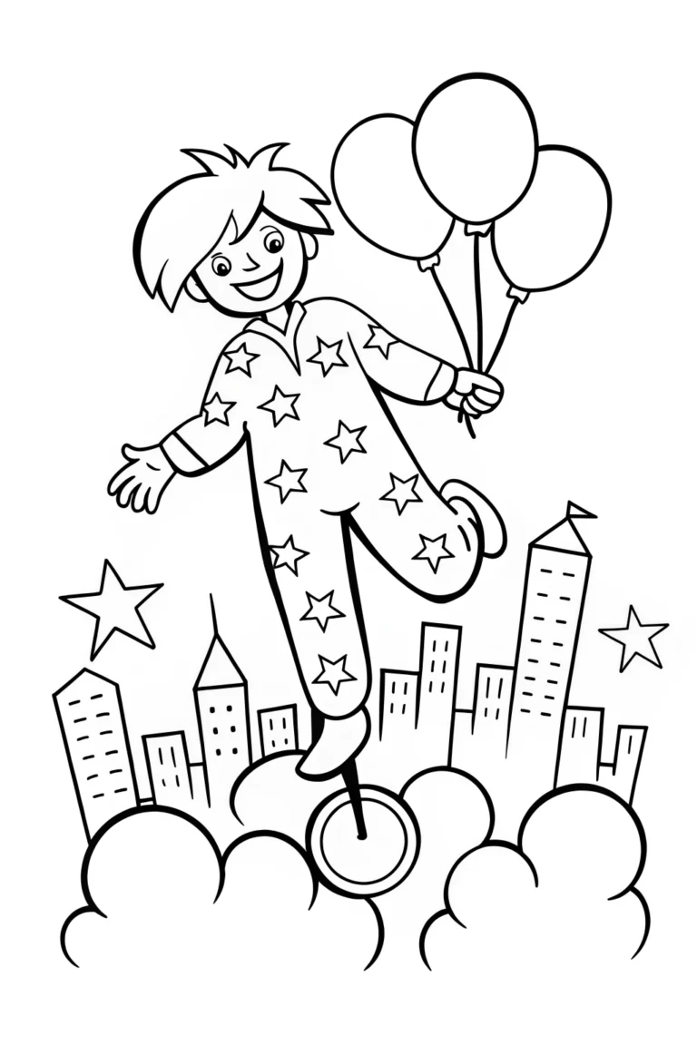 Bouncing Through the Starry City Coloring Page coloring pages