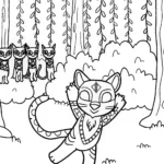 Black Panther Tribal Dance Celebration Coloring Page