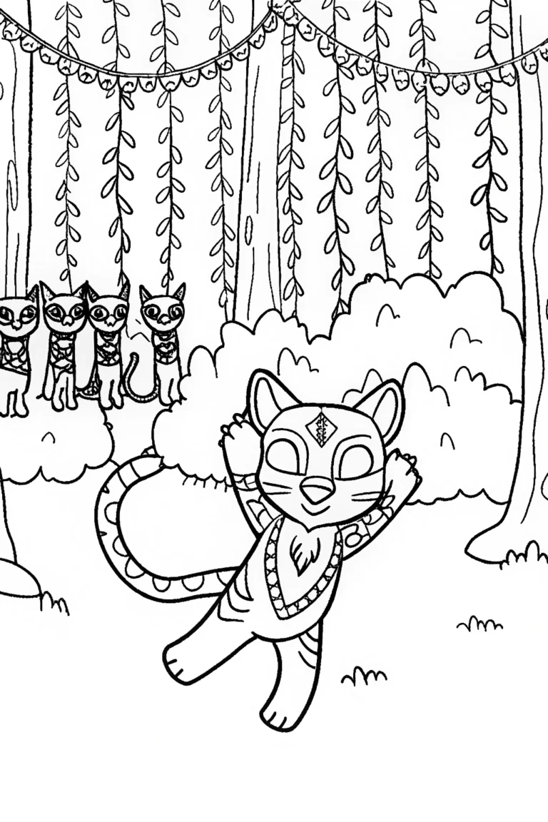 Black Panther Tribal Dance Celebration Coloring Page coloring pages