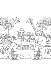 A coloring page of Blippi’s Wild Safari Adventure Coloring Page