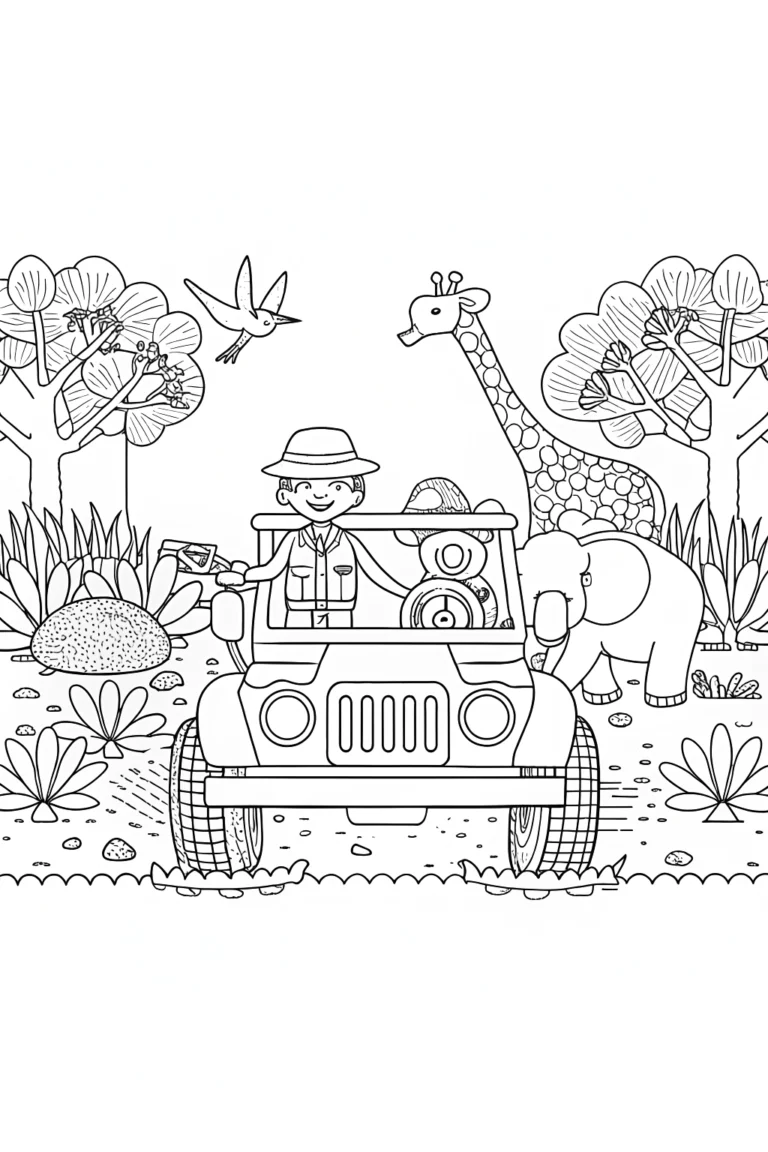 Blippi’s Wild Safari Adventure Coloring Page coloring pages