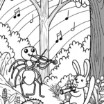 Spider’s Musical Adventure Coloring Page
