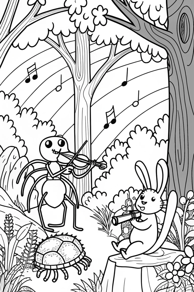 Spider’s Musical Adventure Coloring Page coloring pages