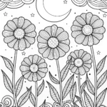 Petals in the Moonlight Coloring Page