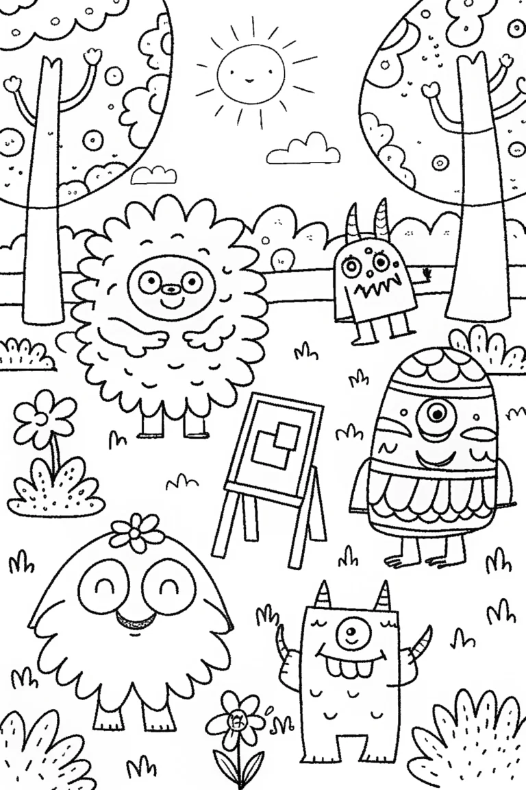 Monster Artistry in the Park Coloring Page coloring pages