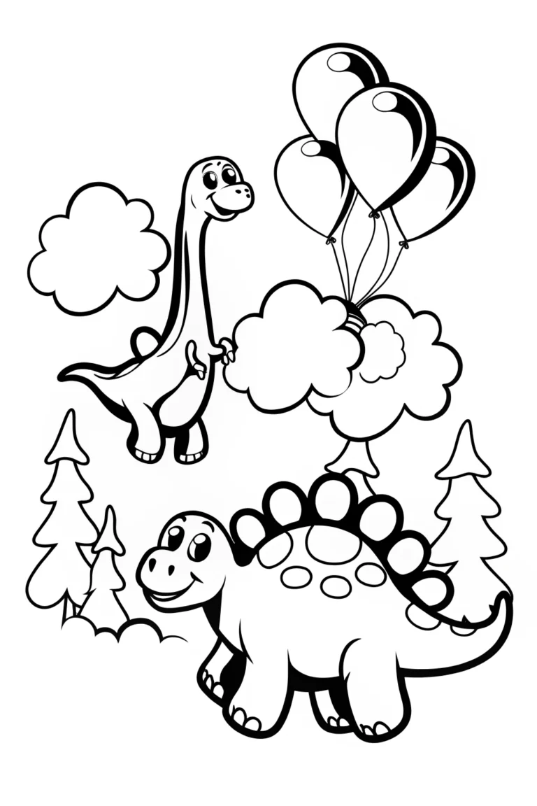 Dinosaur Balloon Festival Coloring Page coloring pages